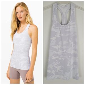 Lululemon Cool Racerback Tank Top Incognito Camo Alpine White Multi Gray Size 4